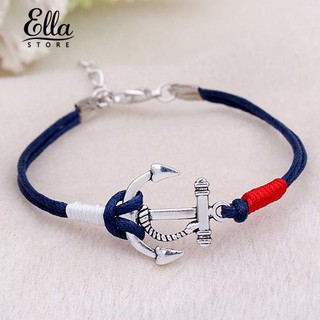 Ellastore Jewelry Silver Anchor Multilayer Rope Braided Bracelet