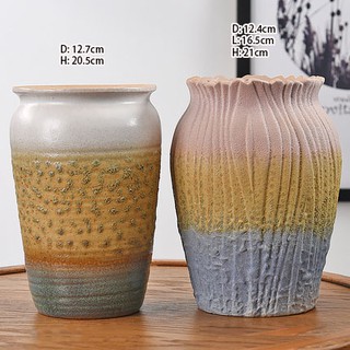 2pcs Matte Glazed Big Jar Round Ceramic Plant Flower Pot Set Home Office Desk Garden
