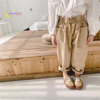 YESBABY Girl Casual Pants Autumn Cotton Soild Color Pant