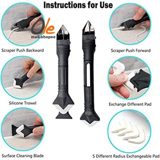 3 In1 Silicone Remover Sealant Smooth Scraper Caulk Finisher Grout Kit Tools Floor Mould Removal