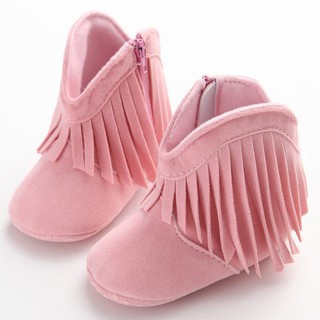 Moccasin Moccs Baby Girl Kids Prewalker Solid Fringe Shoes Infant Toddler Soft Soled Anti-slip Boots (5)