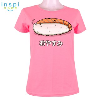 INSPI Tees Ladies Loose Fit Oyasumi Sushi Graphic Tshirt in Pink