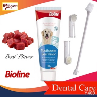 ♙❡♟Bioline Dental Care Set with Beef Flavor 100g Complete Dental Care Toothpaste & Toothbrush