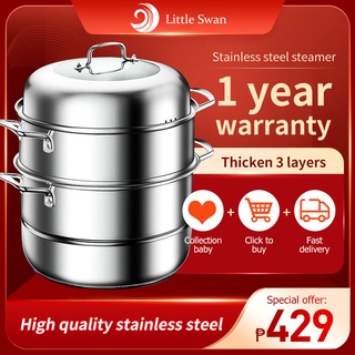 High-quality stainless steel 3-layer steamer multi-function soup pot household cooking utensils 28cm