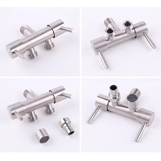 COD Stainless Steel SUS304 Faucet Two Way Faucet With Two Nozzle Dual Function Faucet Angle Valve
