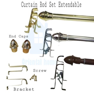 Adjustable Extendable Curtain Rod Home Living Curtain Set Of Bracket, Screw And End Caps For Windows