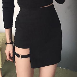 【Ready stock】Korean Style Black Hip Skirts Gap Irregular Micro Mini Skirt