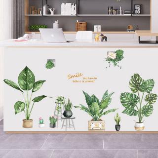 Green Plants Flower Wall Stickers Home Decal Room Living Room Wall Arts