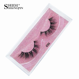 SHIDISHANGPIN 1 Pair Real Mink Eyelashes Volume 3D False Eyelash Natural