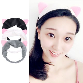 Plush cat ears hair band turband cute face wash makeup headband Hair Accessories