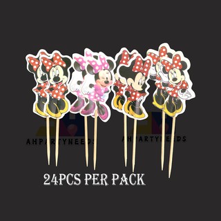 minnie mouse toothpick cupcake topper 24pcs/pack made in paper decoration cupcake alehuangpartyneeds