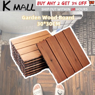 Flooring✲♙✠30x30CM Garden Wooden Deck Tiles Decking Floor Interlocking Tiles WPC Wooden Floor Home D