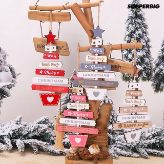 SUPP Christmas Tree Wooden Hanging Ornaments Xmas Party Creative Letter Color Pendant