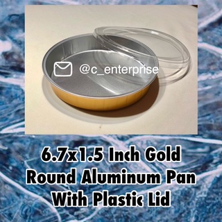 ROUND ALUMINUM TRAY PAN GOLD 6.7x1.5 INCH