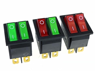 KCD8 Double Rocker Switch 6 Pin On-Off With Green Red Light 20A 125VAC