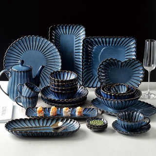 Ceramics Plate Elegant Dinnerware Tableware Set Plates Soup Plate Fruit Plate Soup Bowl (1)