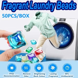 50Pcs Liquid Laundry Detergent Capsules Ball Wash Beads Laundry Long Fragrance 3IN1Powerful Cleaning