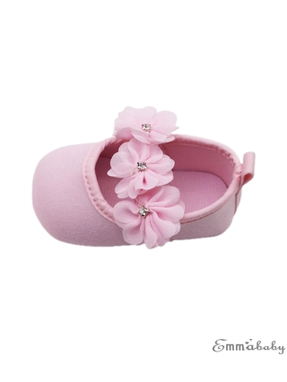 EMM-Baby Baptism Shoes and Headband Set, Soft Sole Floral Mary Jane Flats and Hairband 2 Piece Set for Infant Girls (4)