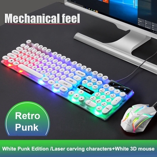 USB Interface Wired Gaming Keyboard And Mouse Set Waterproof Punk Keyboard With Colored Lights Suitable For Work And Play Games