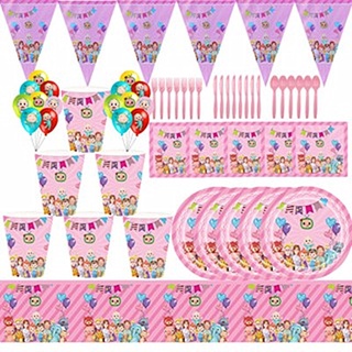 Cocomelon Theme Birthday Party Decoration Disposable Tableware Set Paper Plate Cup Tablecloth Banner Party Supplies