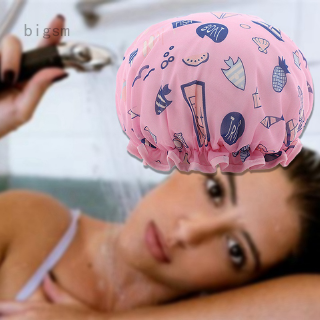 bigsm New cartoon cute printed shower cap shower headgear shower cap adult double waterproof shower cap