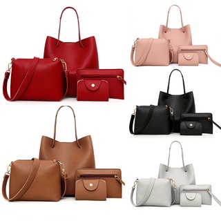 New Fashion Women Bags Large Capacity Tote 4pcs Shoulder Bag Handbag Messenger Card Bags Four-Piece