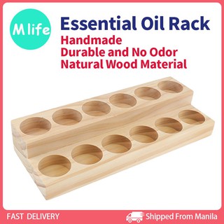 11Slots Natural Wood Essential Oil Storage Rack 2 Tiers Essential Oil Nail Polish Display Stand