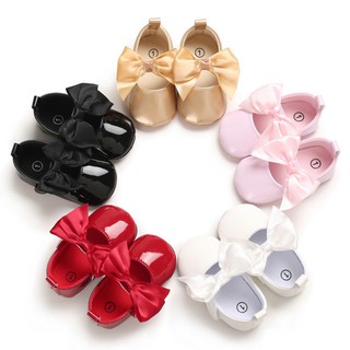 Baby Girls Crib Shoes Kids Bowknot Soft Sole Shoes Newborn Princess Shoes Toddler Casual Shoes