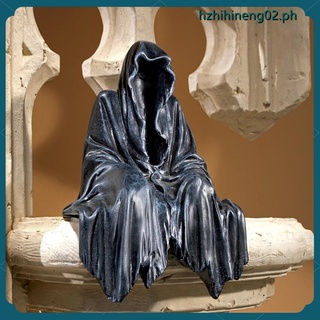 HZ02-Gothic Decor Shelf Sitting Statue Thriller Sitting Grim Reaper Statue Resin Ornaments Reaper Statue Gift Decoration Crafts (1)