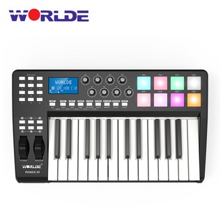 WORLDE PANDA25 Compact 25-Key USB Midi Keyboard Controller 8 RGB Colorful Backlit Trigger Pads MIDI