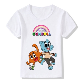Children The Amazing World of Gumball Gumball Darwin T-Shirts Kids Tops Girls Boys Short Sleeve Baby casual Clothes