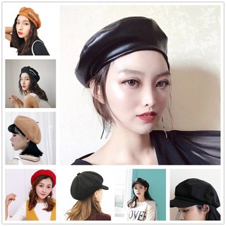 ღღ fire-new Vintage Womens Ladies Faux PU Leather Beret Hat (1)