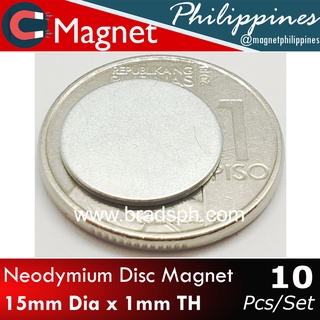 10 Pcs. Neodymium Magnet 15mm Dia. x 1mm Th Super Strong Rare Earth NdFeB Small Round Disc Magnet fo