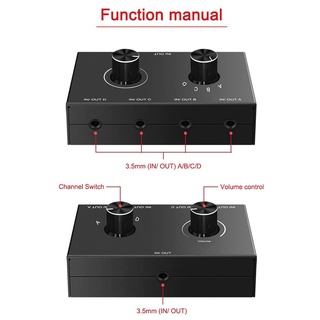 Xz9j 4 Port Audio Switch, 3.5mm Audio Switcher, Stereo AUX Audio Selector