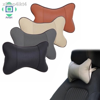♡amart♡2pcs Leather Car Seat Pillow Breathable Car Head Neck Rest Cushion Headrest Auto (1)