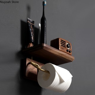 Bathroom Decoration Tissue Holder Creative Walnut Free Perforated Roll Paper Holder Toilet Paper She