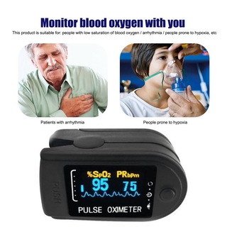 #AE 1 pcs Finger Pulse Oximeter Finger Clip prevention supplies Heartbeat Pulse Oximeter Heart rate monitoring Saturation Monitor with (9)