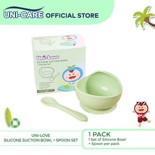 UniLove Silicone Suction Bowl + Spoon Set - Green Pack of 1