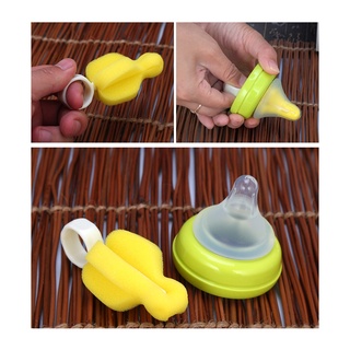 Small and light sponge for cleaning the caps of baby bottles