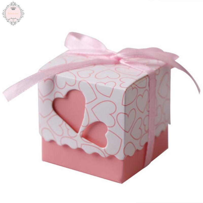 10Pcs Love Heart Candy Boxes Wedding Favor Party Gift Boxes With Ribbons (7)