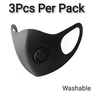 3PCS WASHABLE PITTA MASK with FILTER and VALVE With Invisible Pattern Design (1)
