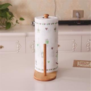 Kitchen Tissue Holder Household Roll Paper Stand Kitchen Tool Bamboo Wood Paper Towel Holder (2)