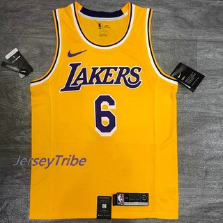 NewˉOriginal NBA Basketball #6 LeBron James Los Angeles Lakers Jersey Swingman Heat-pressed Yellow