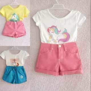 OOTD terno for kids 1-5 years old..cotton stretchable..unicorn design..3