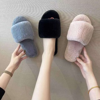 Rabbit fur Japanese fashion Winter Plush Cotton slippers indoor slipnpers
