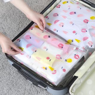 5pcs Set Fruit Pattern Clear Plastic Bag Travel Bags Portable Seal Ziplock Bag Pouch Pocke 5 Size