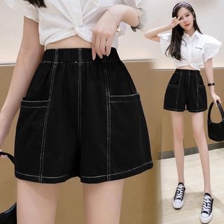 Korean simple casual shorts summer Wide leg shorts fashion loose vintage women elastic waist chic Harajuku punk shorts