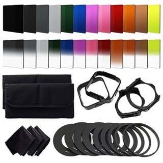 24pcs ND + Graduated Filters + 9pcs Adapter Ring, Lens Hood Filter Holder for cokin p series BSnU