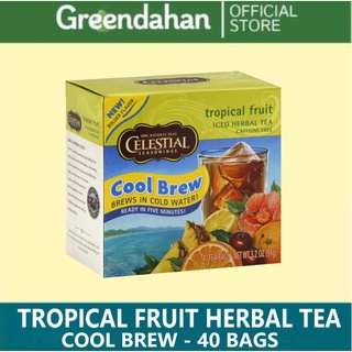 GREENDAHAN/ Celestial Seasonings Iced Herbal Tea, Caffeine Free, Tropical Fruit, 40 Tea Bags