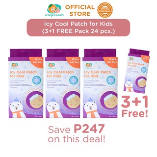 Orange and Peach Icy Cool Patch for Kids 24 pcs. (3+1 FREE Packs) Cooling Fever Cool Fever Patch